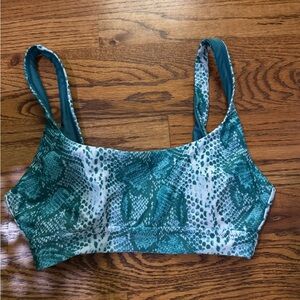 Aerie Green and White Patterned Bikini Top